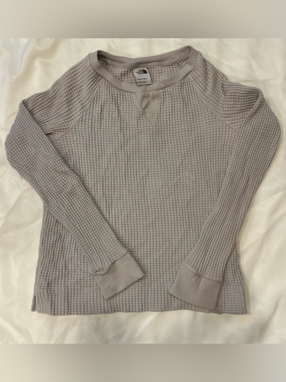 North Face Taupe Waffle Knit Long Sleeve Top